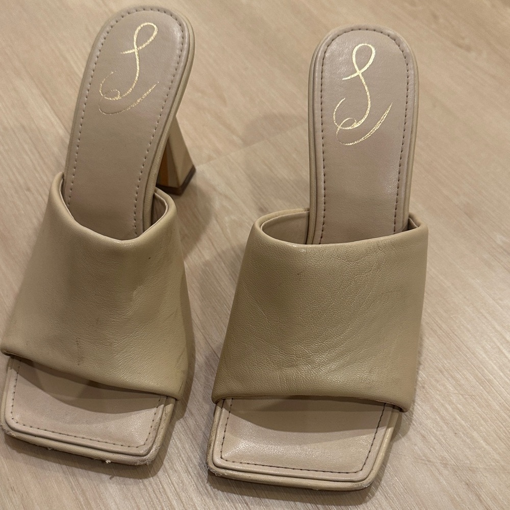 Sam Edelman Cream Heeled Mules